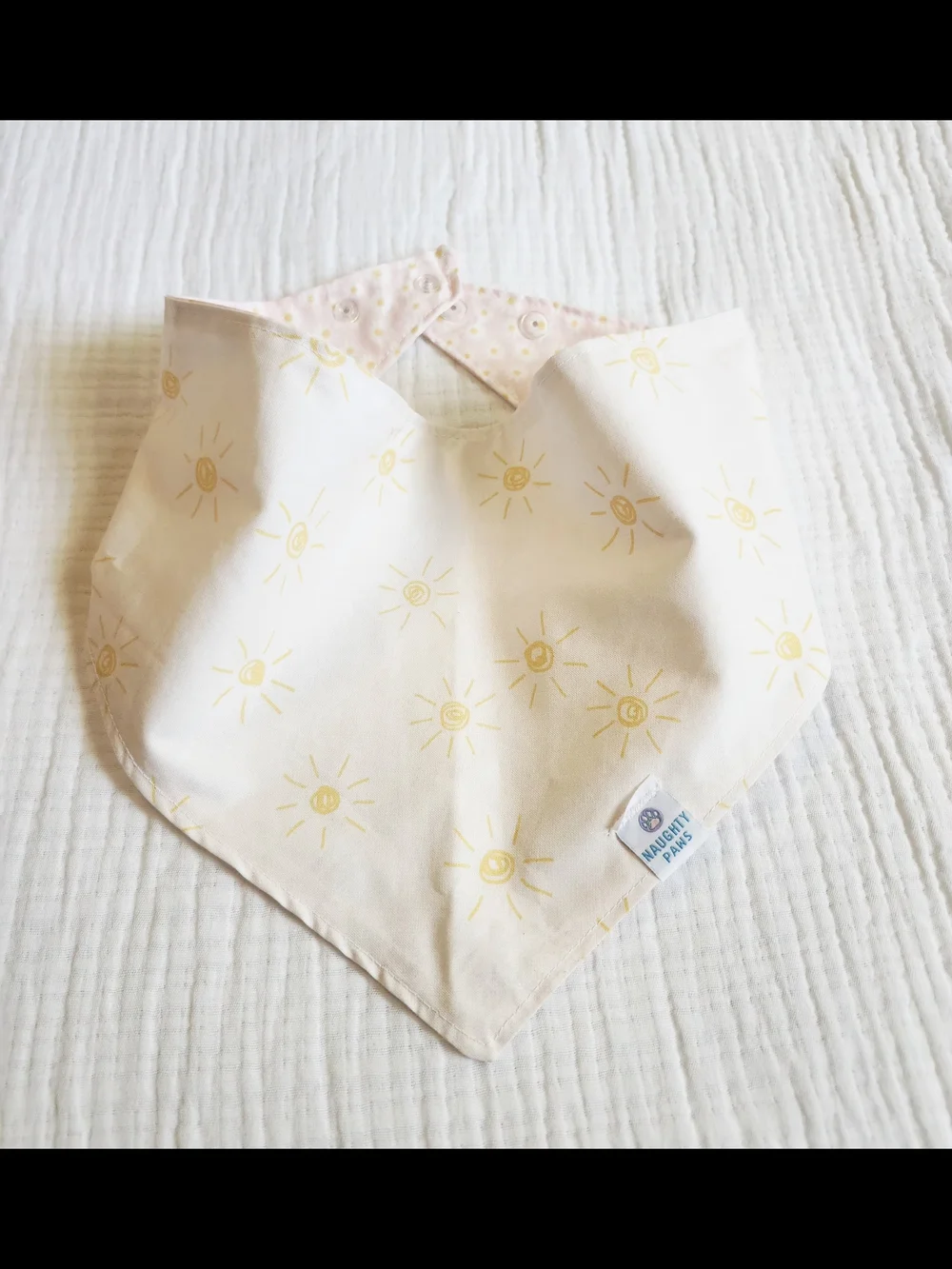 Naughty Paws XL Reversible Dog Bandana In Pink Daisy/Tiny Sun Print